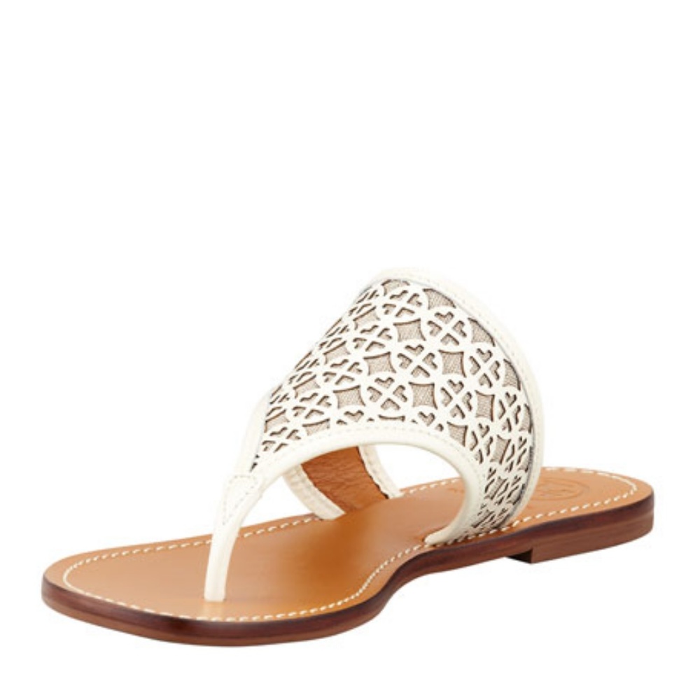 Tory Burch Amara Laser-Cut Sandal in Ivory/Natural
